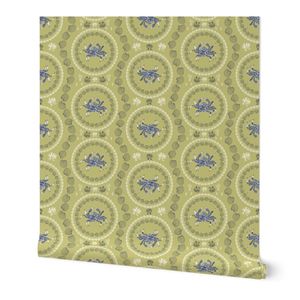 Classy Crustacean Crabs Coastal Chic - Dill/Navy Blue/Ivory - 18 inch