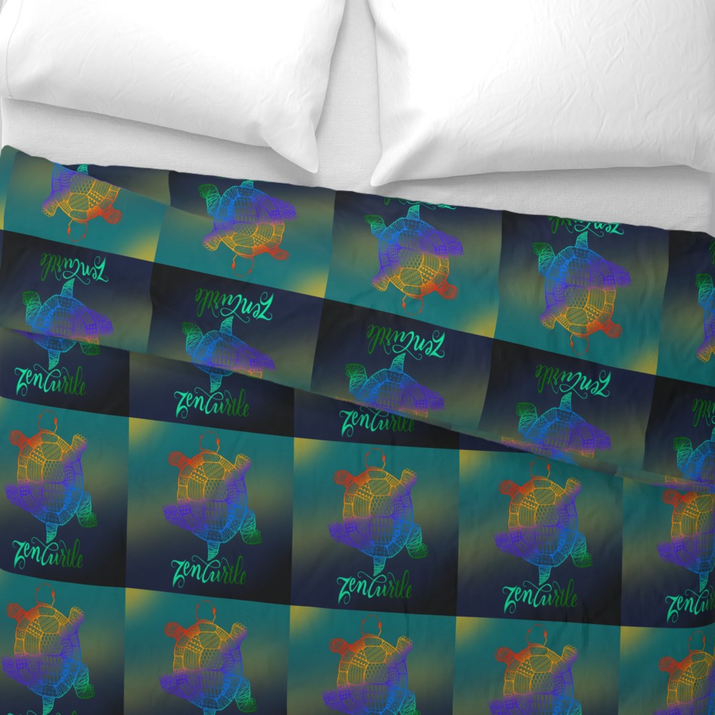 Top down Duvet Cover with a folded edge showing the design on the front and back