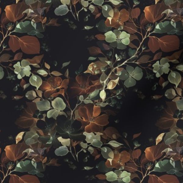 Garland Trellis Flowers and Leaves Spray Bouquet Brown Sage Beige Small