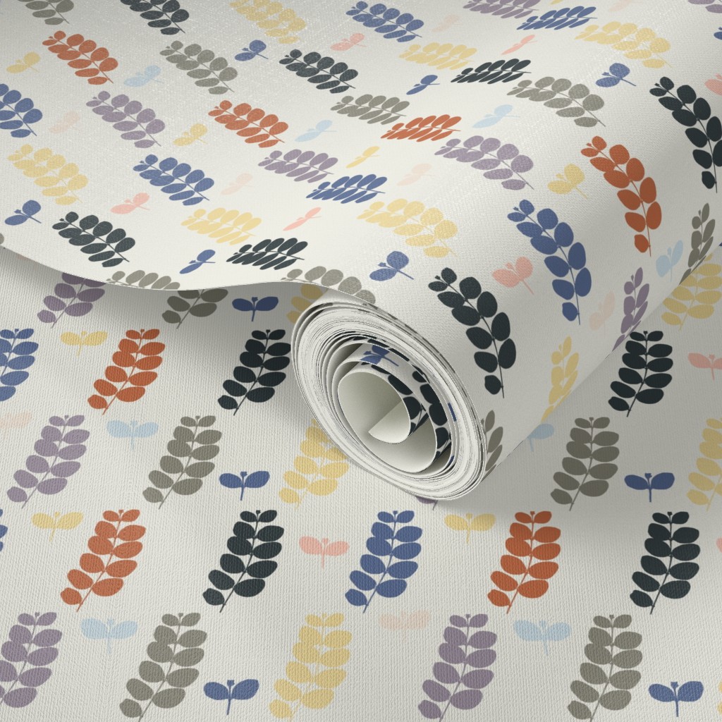 Close up of a Peel and Stick wallpaper roll with a design applied