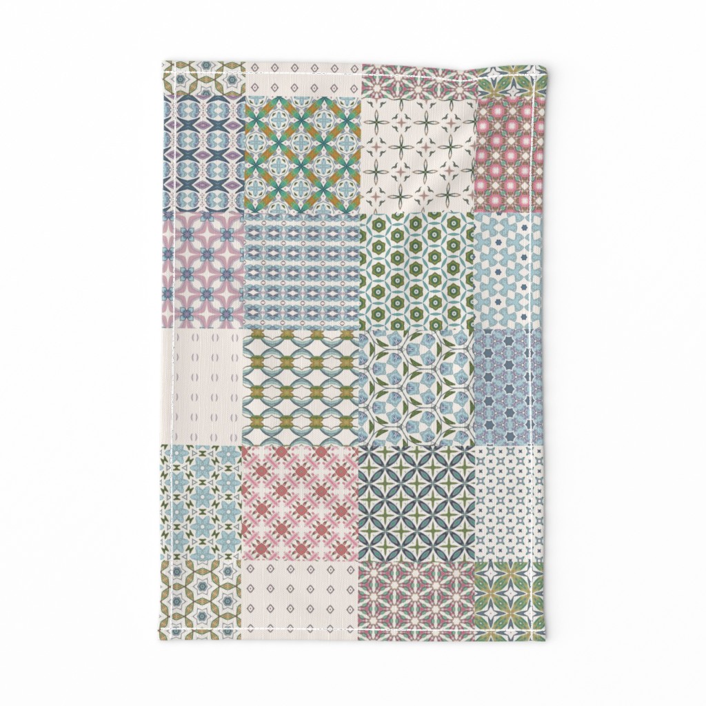 Top down of a Tea Towel laying out flat on a white background