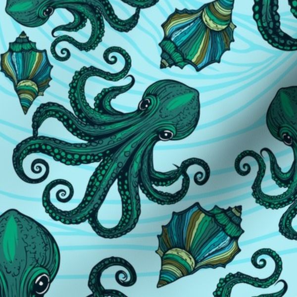 Teal Octopi Conch