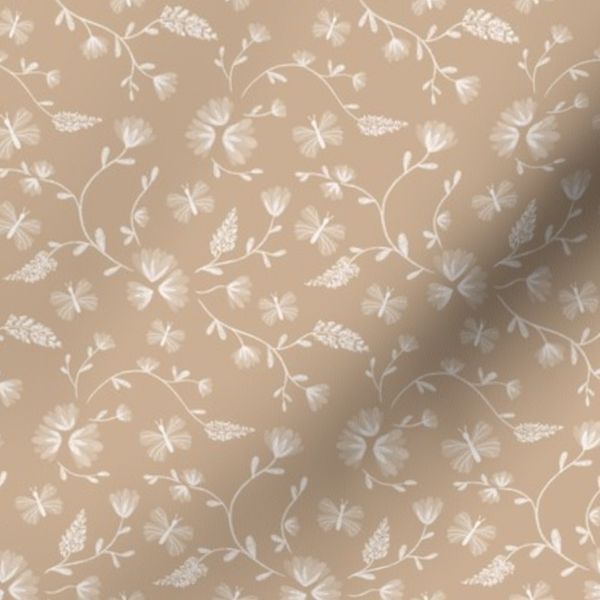 Beige wildflowers. Floral kids . Neutral monotone flowers. Nursery