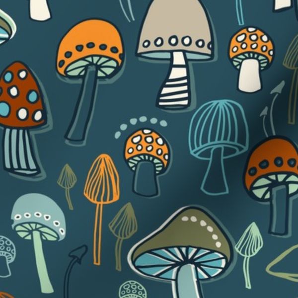 Mushrooms LG Denim Blue