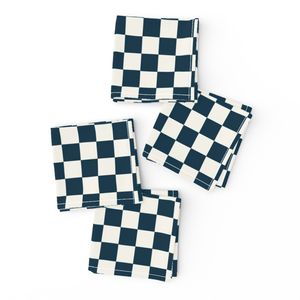 Geometric Retro One Inch Checkerboard Navy Blue