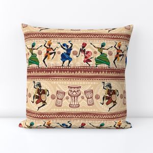 Dancing people with African motifs