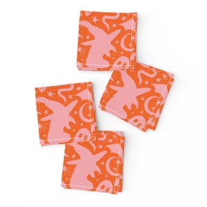 Spooky Silhouettes Maximalist Colorful Halloween Print Bubblegum Pink +