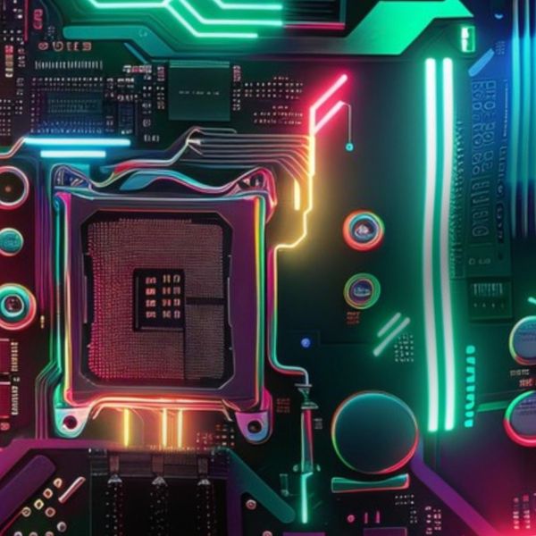 Neon Glowing Motherboard / Rainbow Colorful Motherboard Computer Technology