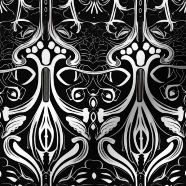 art deco black and white monochrome abstract botanical