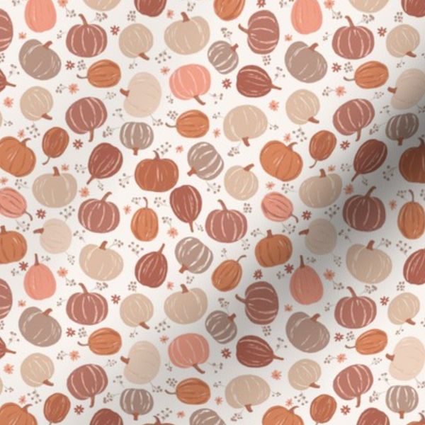 Pumpkins and Autumn Florals Pinks And Neutrals Small Scale