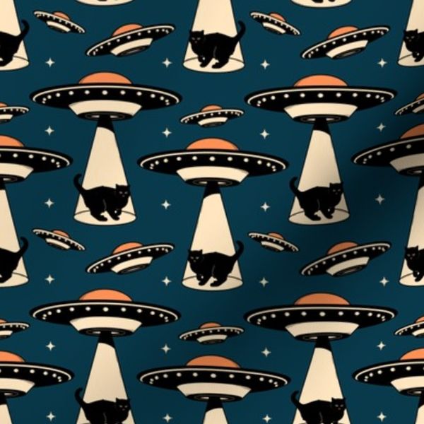 Aliens and Black Cat Pattern - color 1