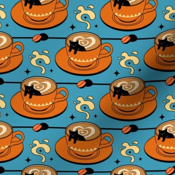 Cappuccino Black Cat Pattern - color 3