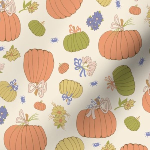 Pumpkins Flowers and Cute Spiders - Medium Scale