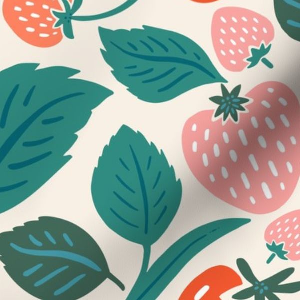 Strawberry Fields Red Teal and Pink