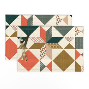 Festive Christmas Holiday Cheater in Antique Gold Terracotta and Sage