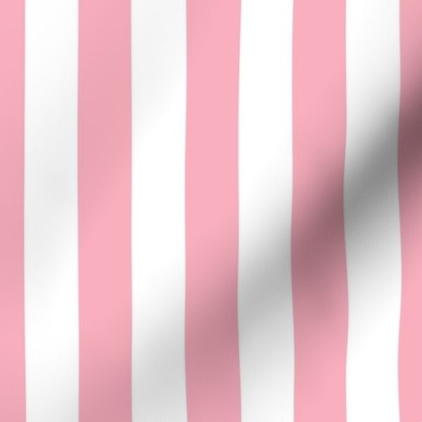 1 Inch Bubble Gum and White Vertical Beach Hut Stripe