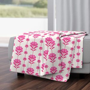 Ingrid Scandinavian Rosemaling Floral Stripe in Dopamine Hot Pink (Medium)