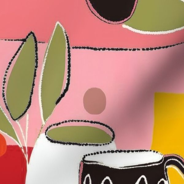 Abtract Pop Art Illustration Of Home And Garden Design With Very Bright