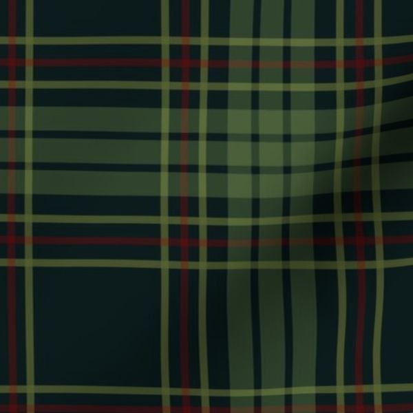 Dark Plaid-Black red green - pattern B - black watch tartan - large