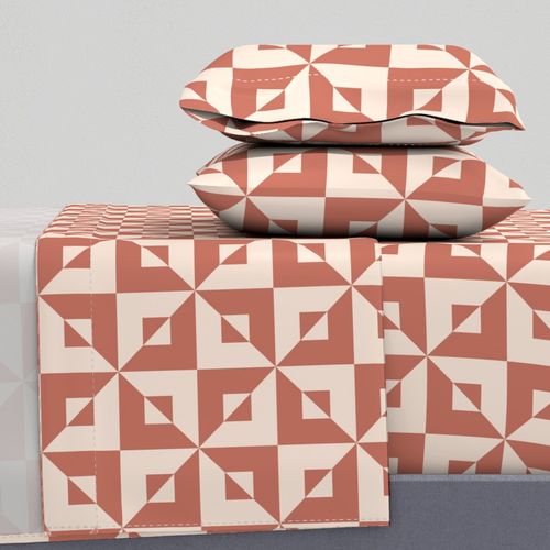 Encaustic Geometric Tile in Peach & Terra Cotta