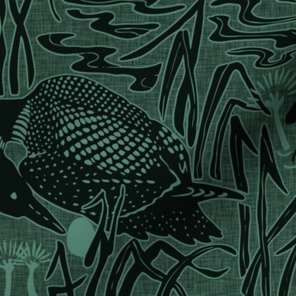 Loon birds dark green (LARGE)