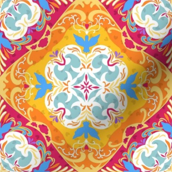 Holy Spirit Medallion Damask (multi-color) (medium)