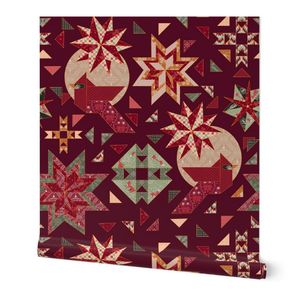 Winter Solstice Cheater Quilt for Free Motion Quilting Cardinals and