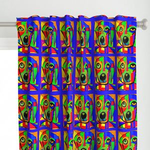pop art dogs blue background