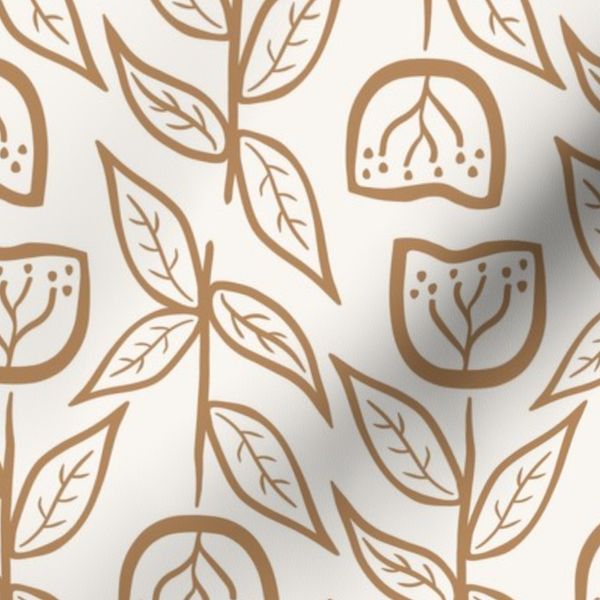 Modern Geometric Wildflower Large Mustard Gold on Cream