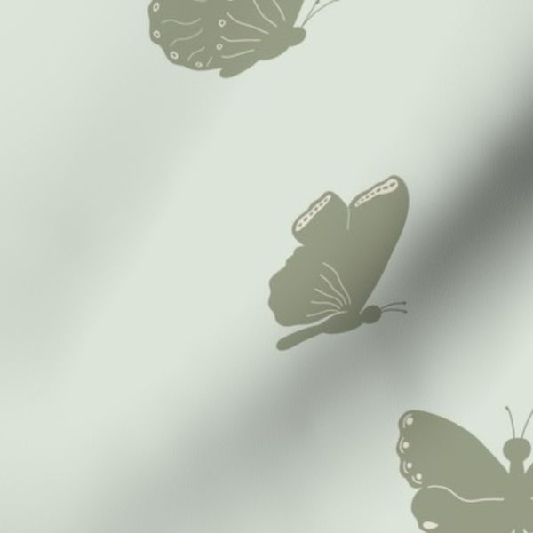 Butterflies Sage Green Baby Nursery Girls Room- JUMBO 24x24