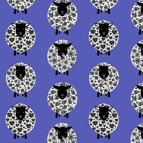 Patterned Sheep -Black- White- Blue- Texture