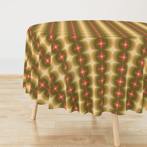 70's Retro Geometric Diamonds - (MEDIUM) - Olive Green and Yellow
