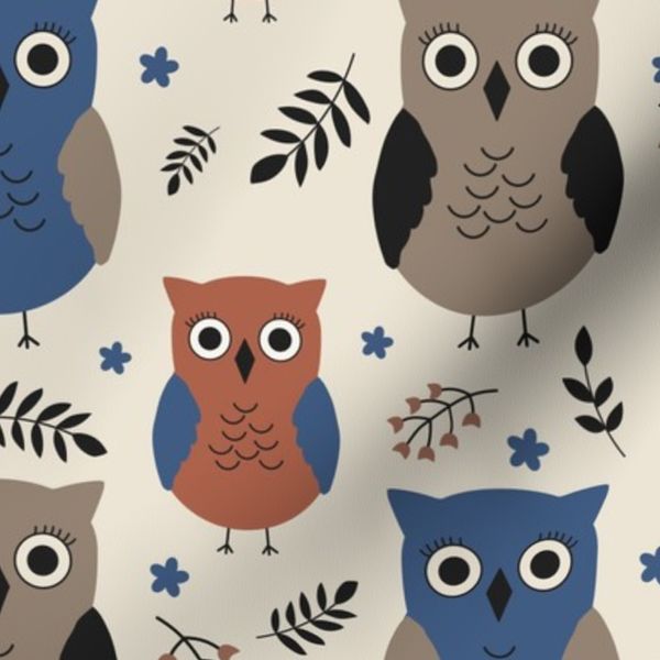 (L) Cute Owls East Fork Autumnal on Panna Cotta - Large
