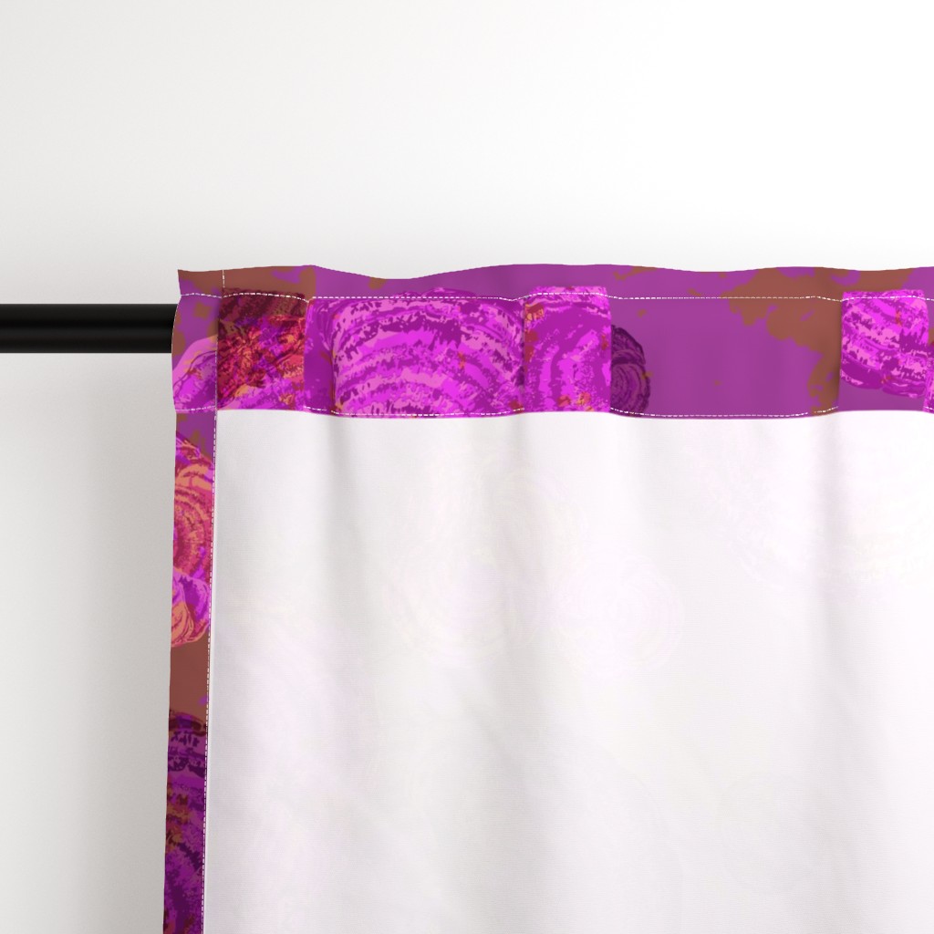 Close up of the back a Curtain panel hanging from a black curtain rod showing the rod pocket hanging option