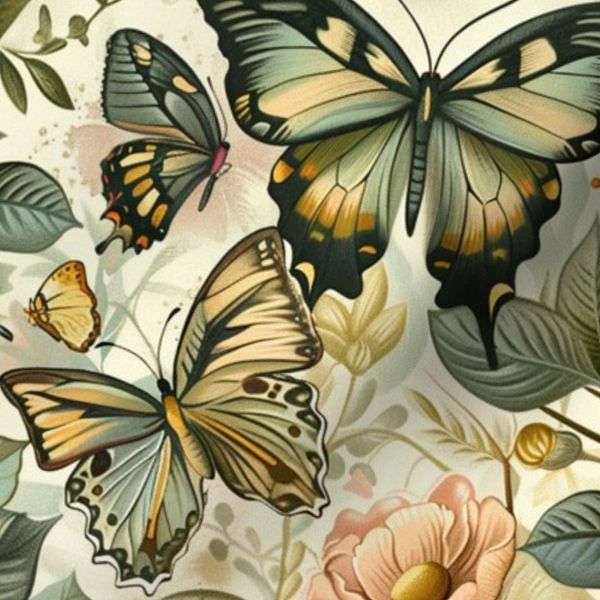 Bigger Butterfly Garden Soft Pink And Yellow Floral