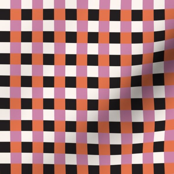 1x1 Halloween purple orange black off white checkerboard