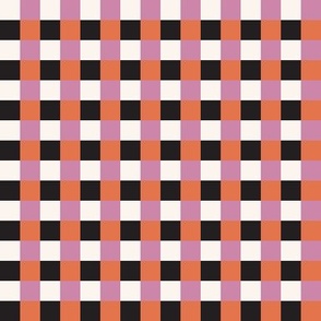 1x1 Halloween purple orange black off white checkerboard