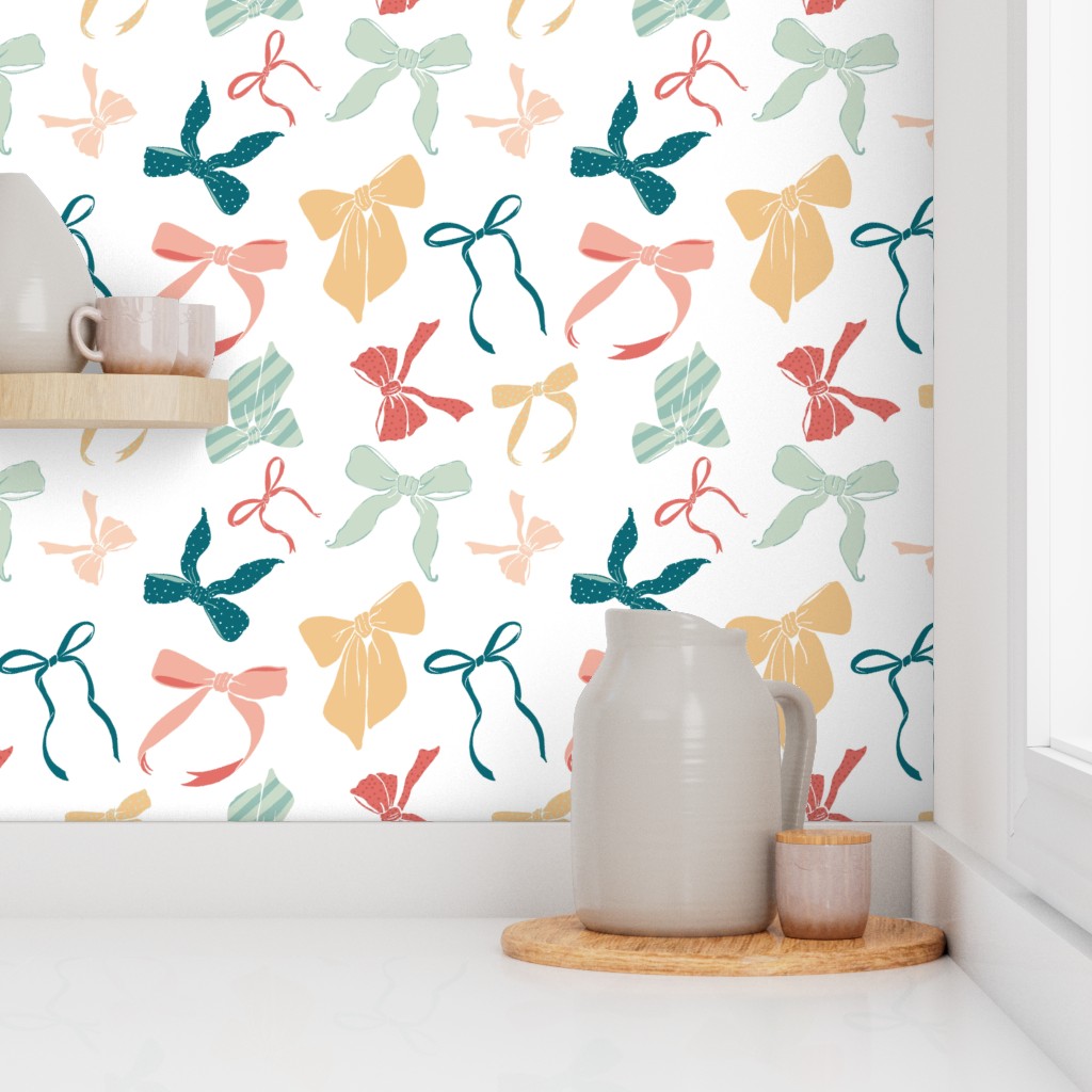 Corner of a kitchen counter with a window and shelf showing Peel and Stick wallpaper on the walls
