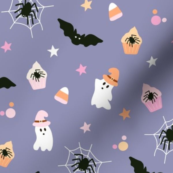 Large Scale Pastel Halloween Spooky Party with Bats Spiders Ghosts and