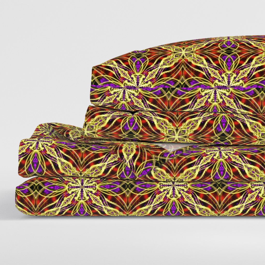 Side view of a folded stack of sheets with two pillowcases