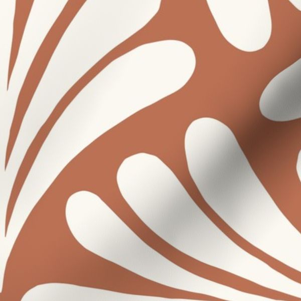 Art Deco - minimalistic leaves - cream - terracotta - large