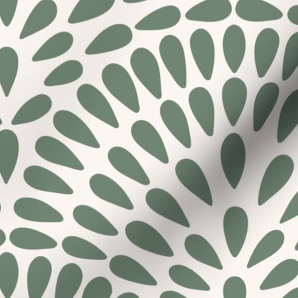 Large scale art deco scallop elegant scallop design in forest green