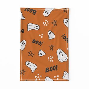XL Halloween Boho Ghosts Boo Traditional Orange Black and White