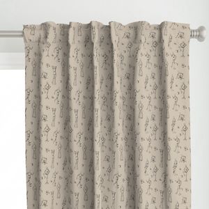 Artist Studio Wallpaper with Mannequins Sketches Small Scale Beige
