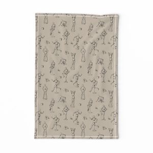 Artist Studio Wallpaper with Mannequins Sketches Small Scale Beige