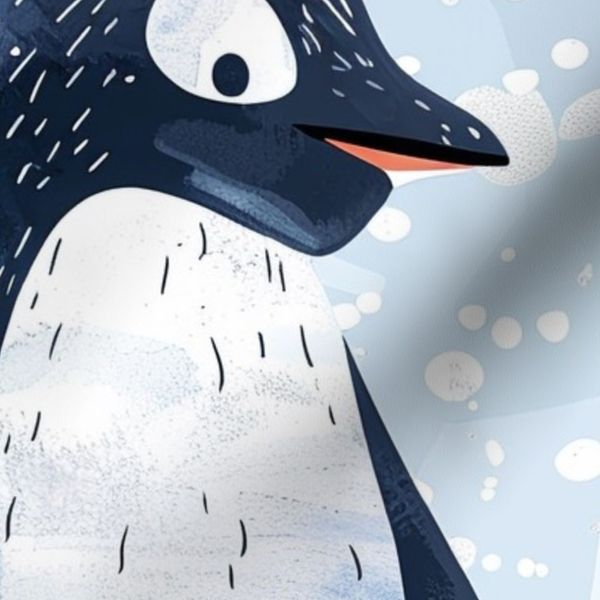 Cute Geometric Penguins - Light Icy Background