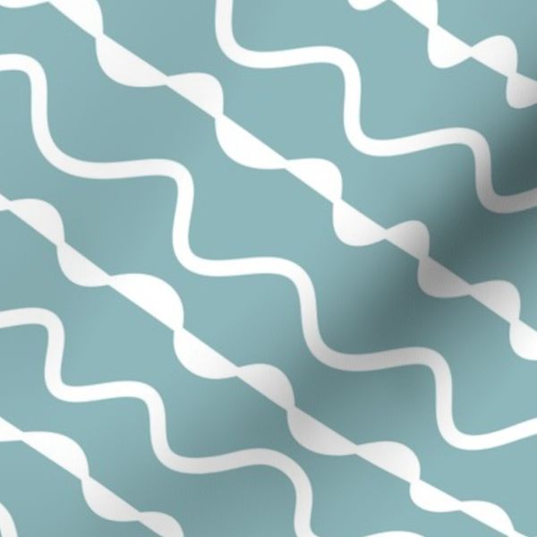 Low Tide Surfers Beach Waves Simple Sea Foam Green