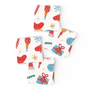 Large scale tossed crayon textured traditional Christmas red green gold
