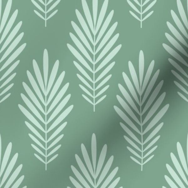 Medium - Simple Palm Leaves in Monochrome Dark Sage Green - Cottage Core