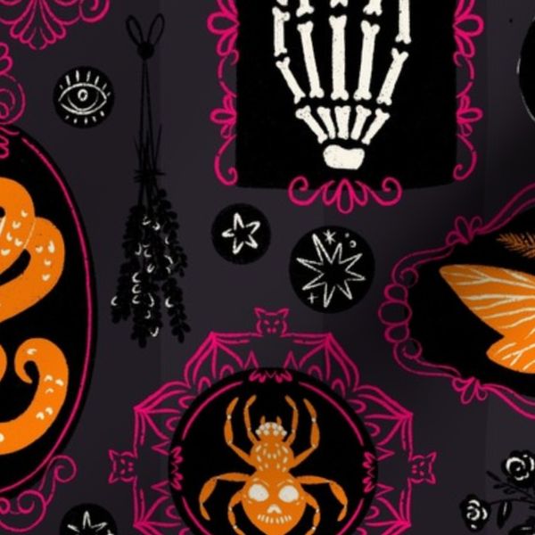 Gothic Gallery Wall - Maximalist Curiosities - Black & White with Neon